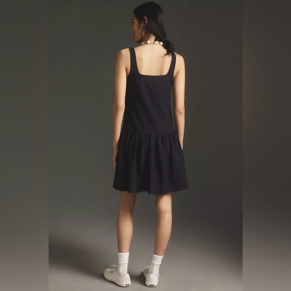 NWT By Anthropologie Square-Neck Seersucker Mini Dress - Picture 4 of 4